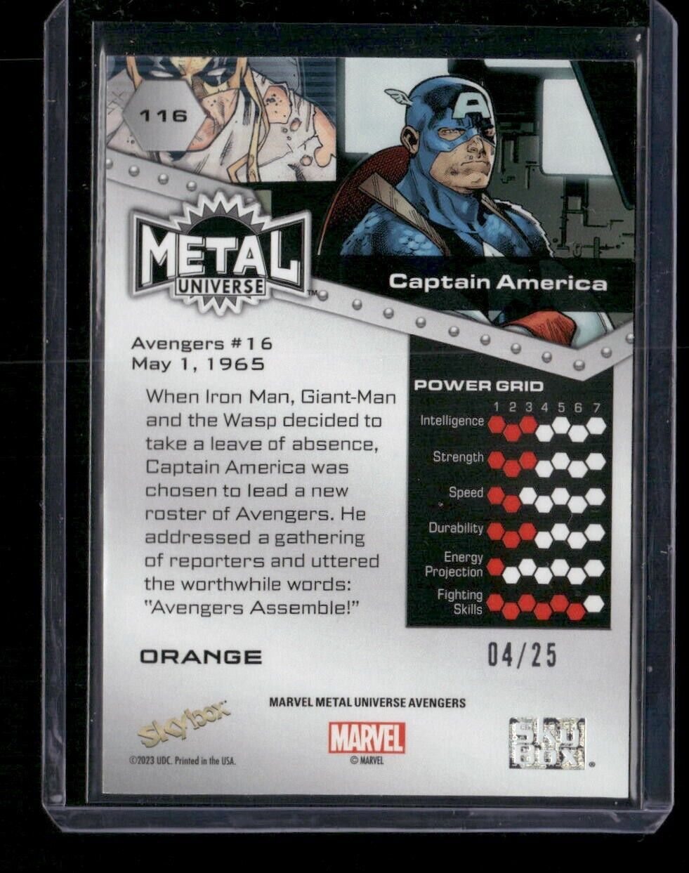 Captain America #116 Orange FX /25 2024 Upper Deck Marvel Metal Avengers