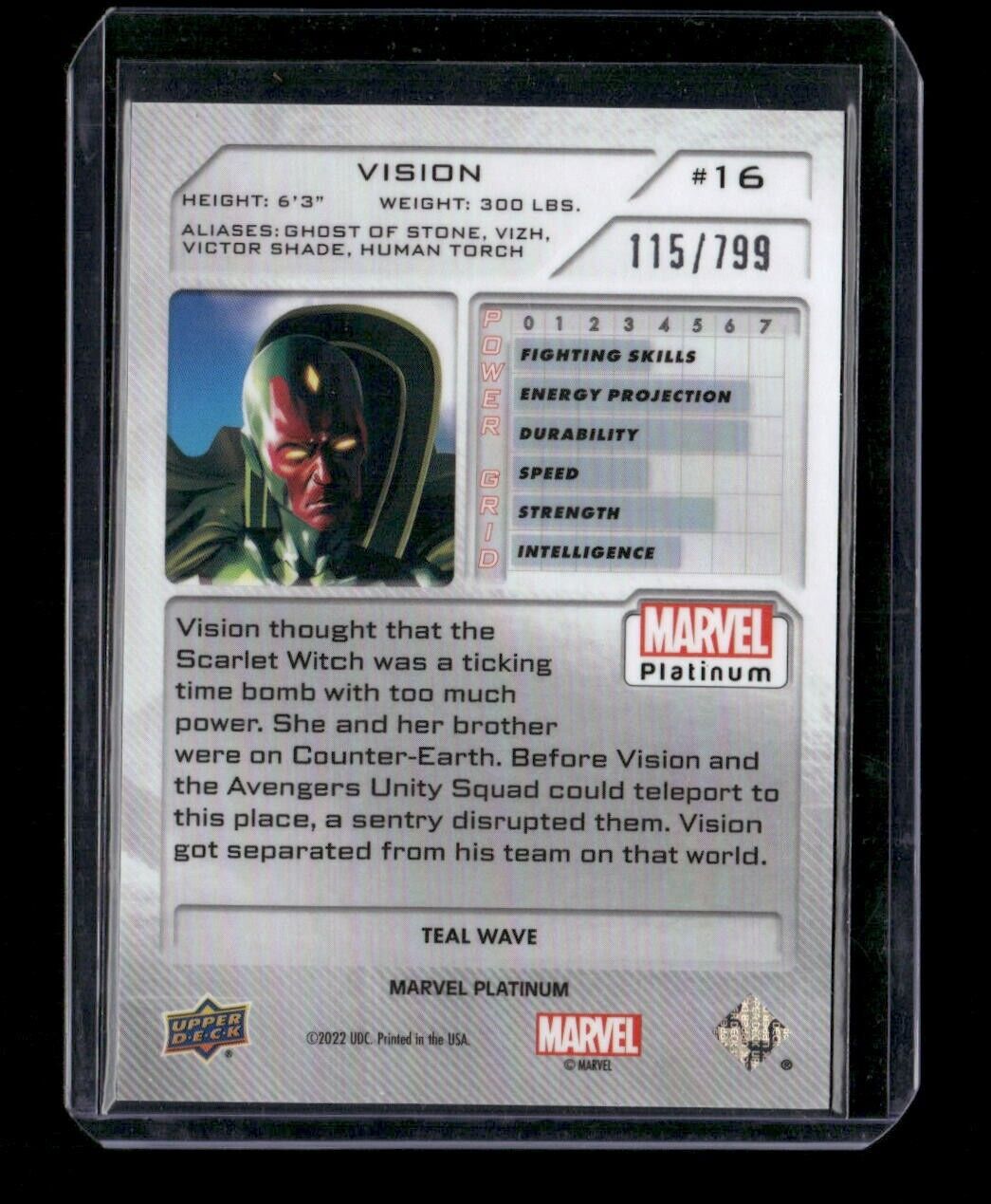 Vision #16 Teal Wave /799 Upper Deck 2023 Marvel Platinum