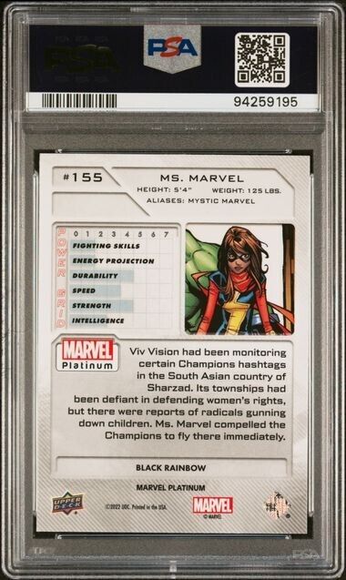 Ms. Marvel #155 Black Rainbow PSA 9 Upper Deck 2023 Marvel Platinum