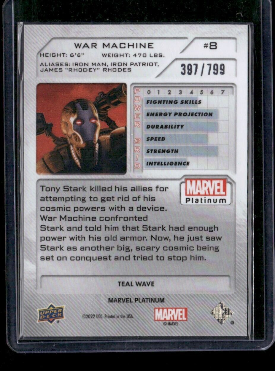 War Machine #8 Teal Wave /799 Upper Deck 2023 Marvel Platinum