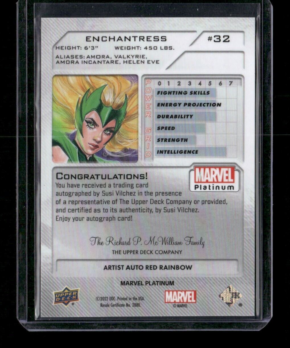 Enchantress #32 Artist Auto Red Rainbow Upper Deck 2023 Marvel Platinum