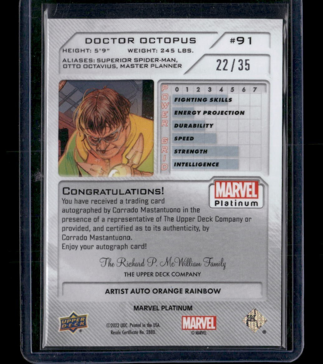 Doctor Octopus #91 Artist Auto Orange Rainbow 22/35 UD 2023 Marvel Platinum