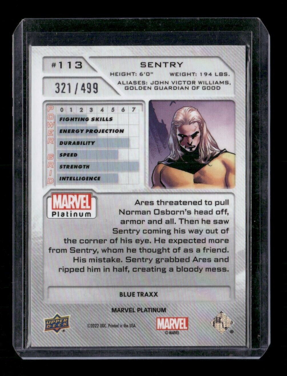 Sentry #113 Blue Traxx /499 Upper Deck 2023 Marvel Platinum