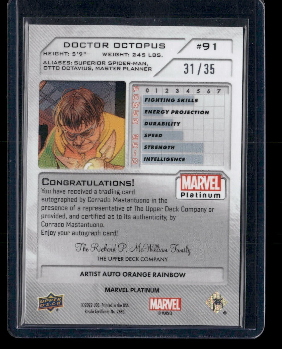 Doctor Octopus #91 Artist Auto Orange Rainbow 31/35 UD 2023 Marvel Platinum