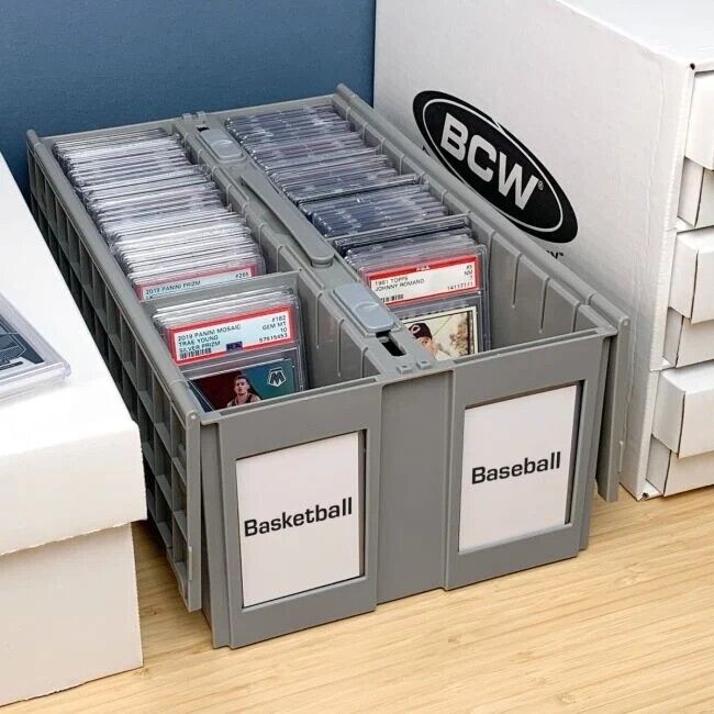 BCW 2-Row Graded Collectible Card Bin - Gray | Stackable, Acid-Free Plastic