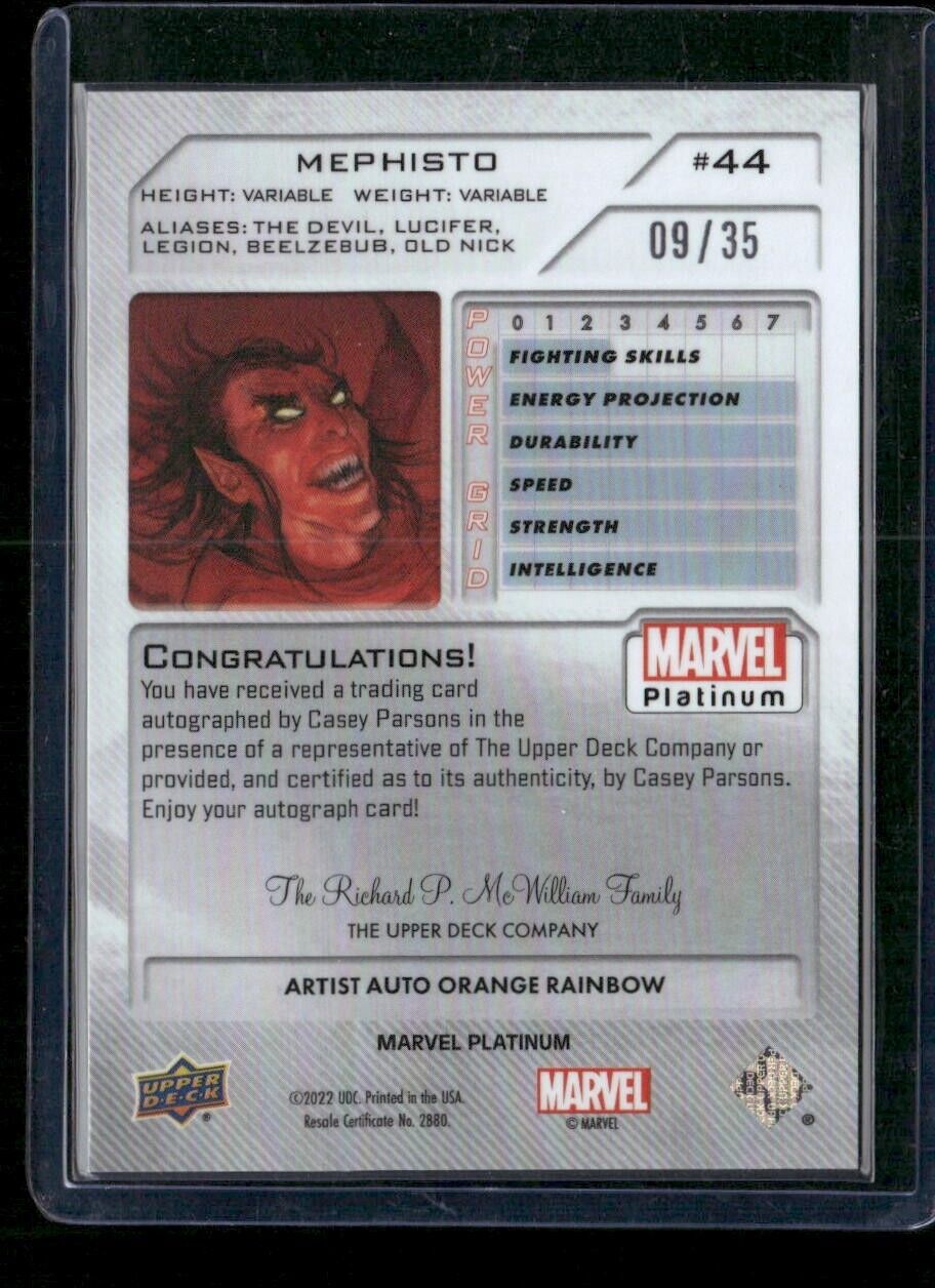 Mephisto #44 Artist Auto Orange Rainbow /35 Upper Deck 2023 Marvel Platinum