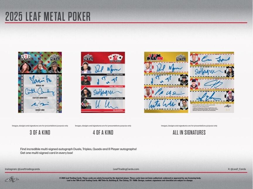 2025 LEAF METAL POKER FACTORY SEALED HOBBY BOX - 6 AUTOS PER BOX 🔥