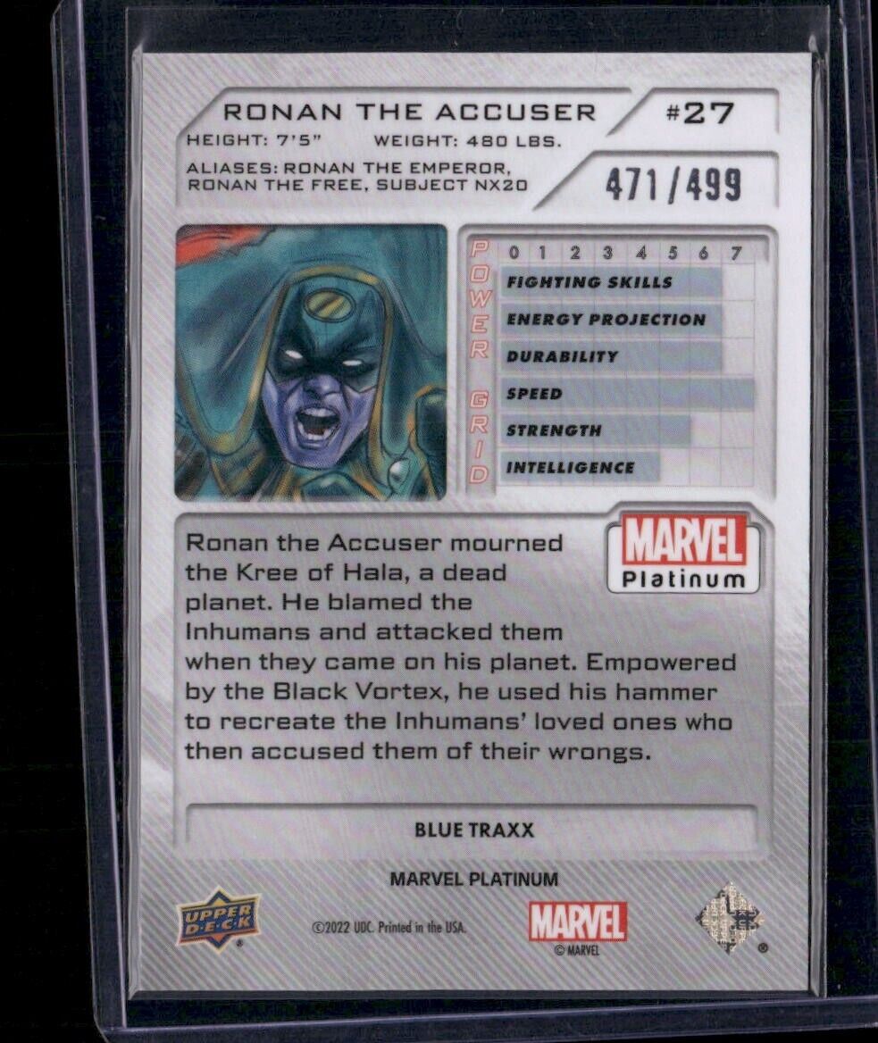 Ronan The Accuser #27 Blue Traxx /499 Upper Deck 2023 Marvel Platinum