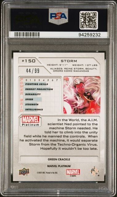 Storm #150 Green Crackle /99 PSA 8 Upper Deck 2023 Marvel Platinum