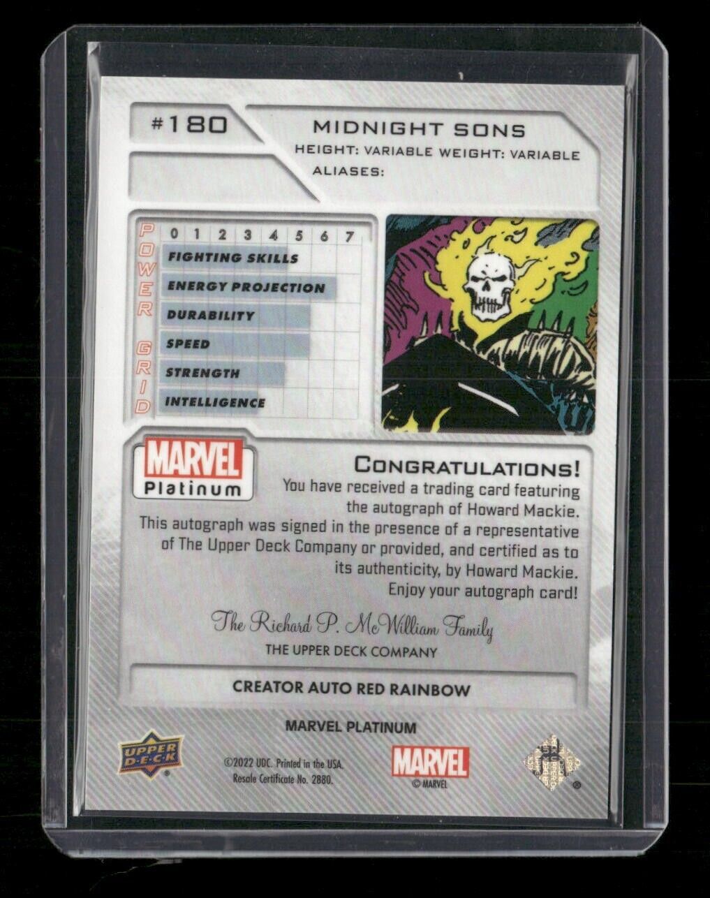 Midnight Sons #180 Creator Auto Red Rainbow Upper Deck 2023 Marvel Platinum