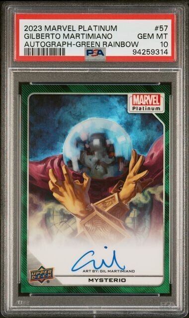 Mysterio #57 Artist Auto Green Rainbow /10 PSA 10 UD 2023 Marvel Platinum