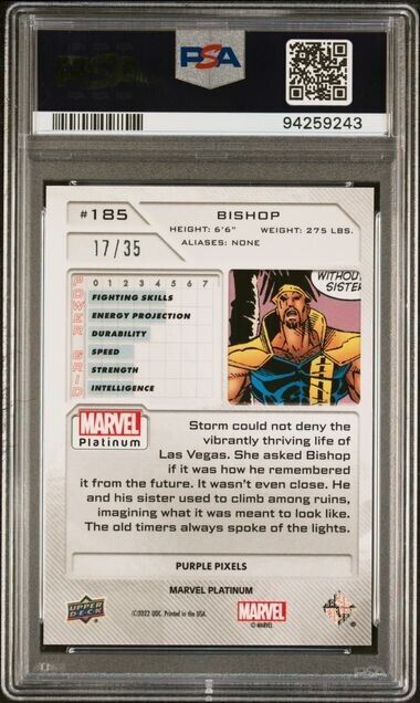 Bishop #185 Purple Pixels /35 PSA 10 Upper Deck 2023 Marvel Platinum