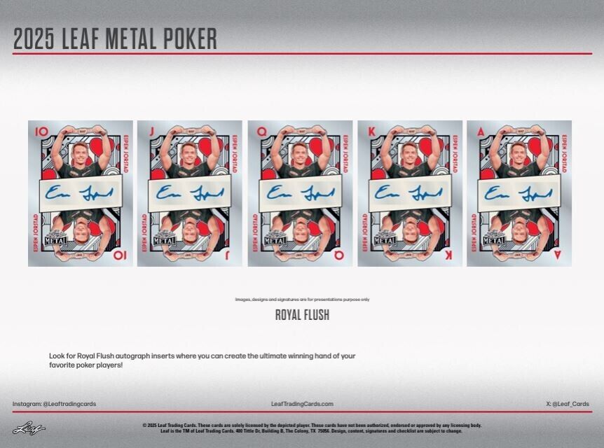 2025 LEAF METAL POKER FACTORY SEALED HOBBY BOX - 6 AUTOS PER BOX 🔥
