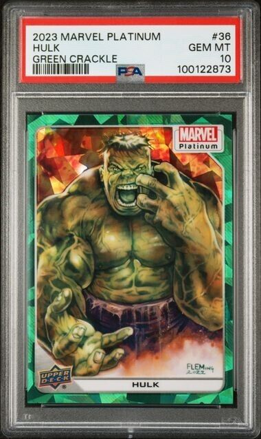 Hulk #36 Green Crackle /99 PSA 10 Upper Deck 2023 Marvel Platinum