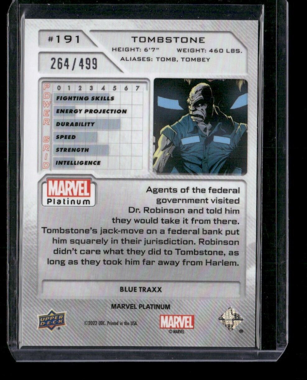 Tombstone #191 Blue Traxx /499 Upper Deck 2023 Marvel Platinum