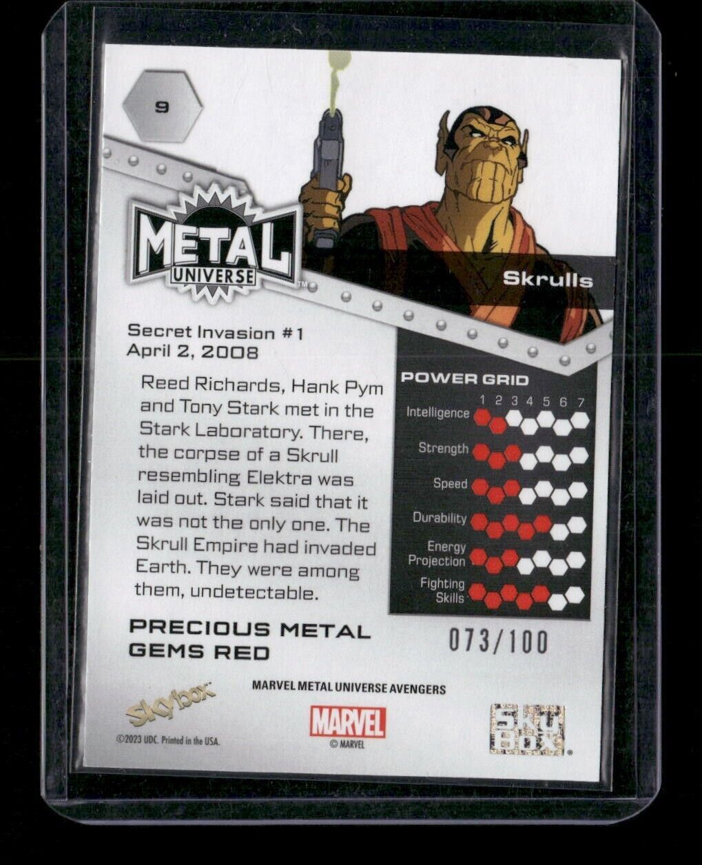 Skrulls #9 Red PMG Gems /100 2024 Upper Deck Marvel Metal Avengers