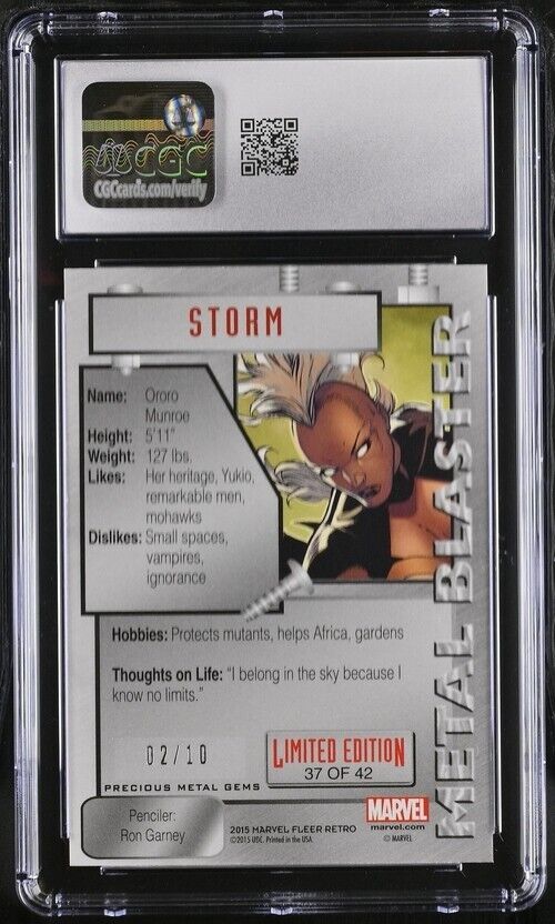 Storm #37 CGC 9.5 ERROR Green PMG Precious Metal Gems /10 2015 Fleer Retro