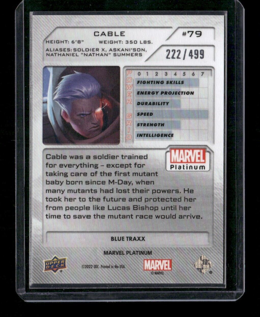 Cable #79 Blue Traxx /499 Upper Deck 2023 Marvel Platinum