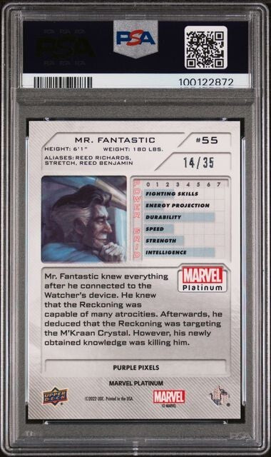 Mr. Fantastic #55 Purple Pixels /35 PSA 10 Upper Deck 2023 Marvel Platinum