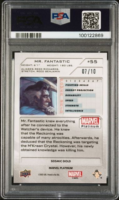 Mr. Fantastic #55 Seismic Gold /10 PSA 9 Upper Deck 2023 Marvel Platinum