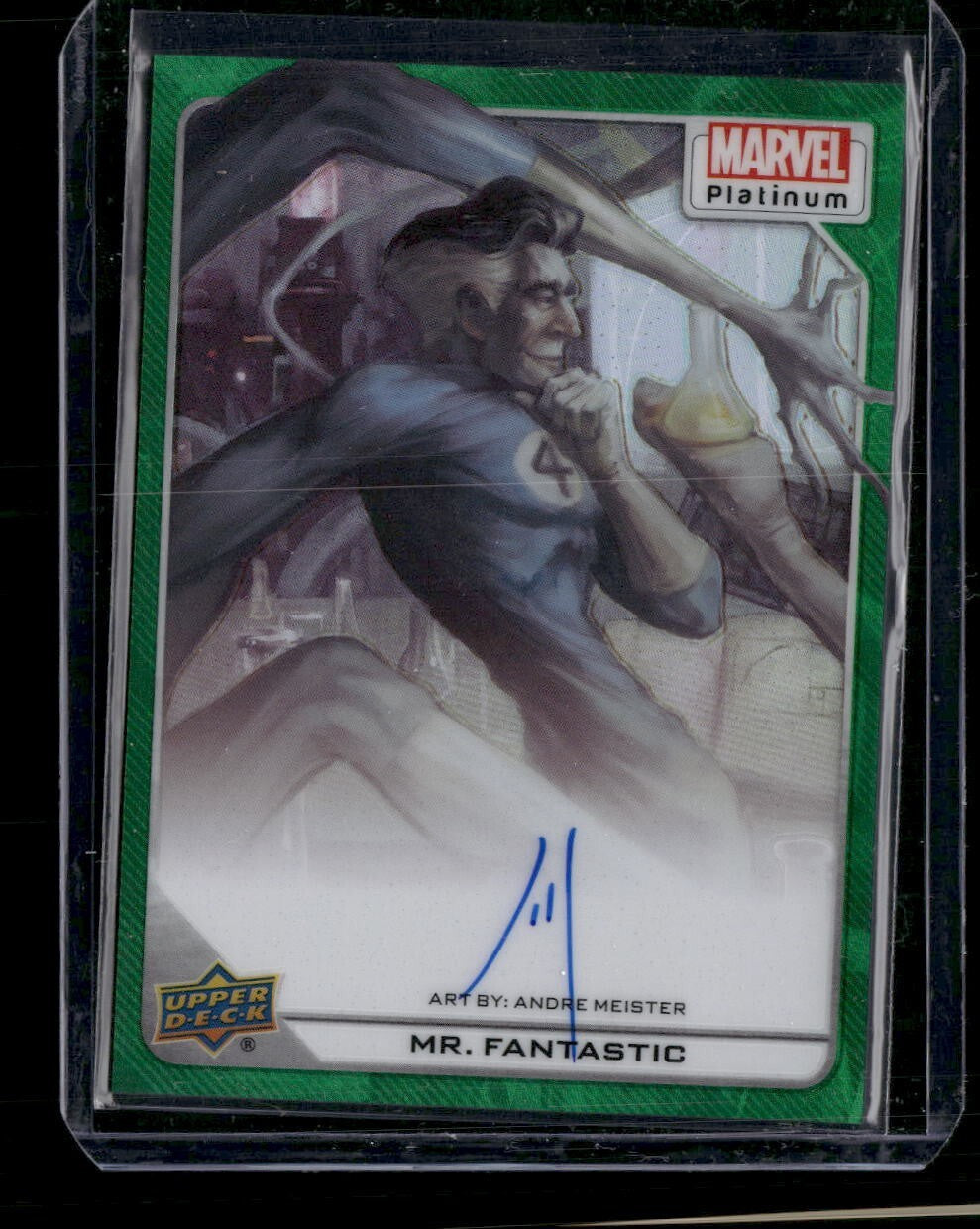 Mr. Fantastic #55 Artist Auto Green Rainbow /10 Upper Deck 2023 Marvel Platinum