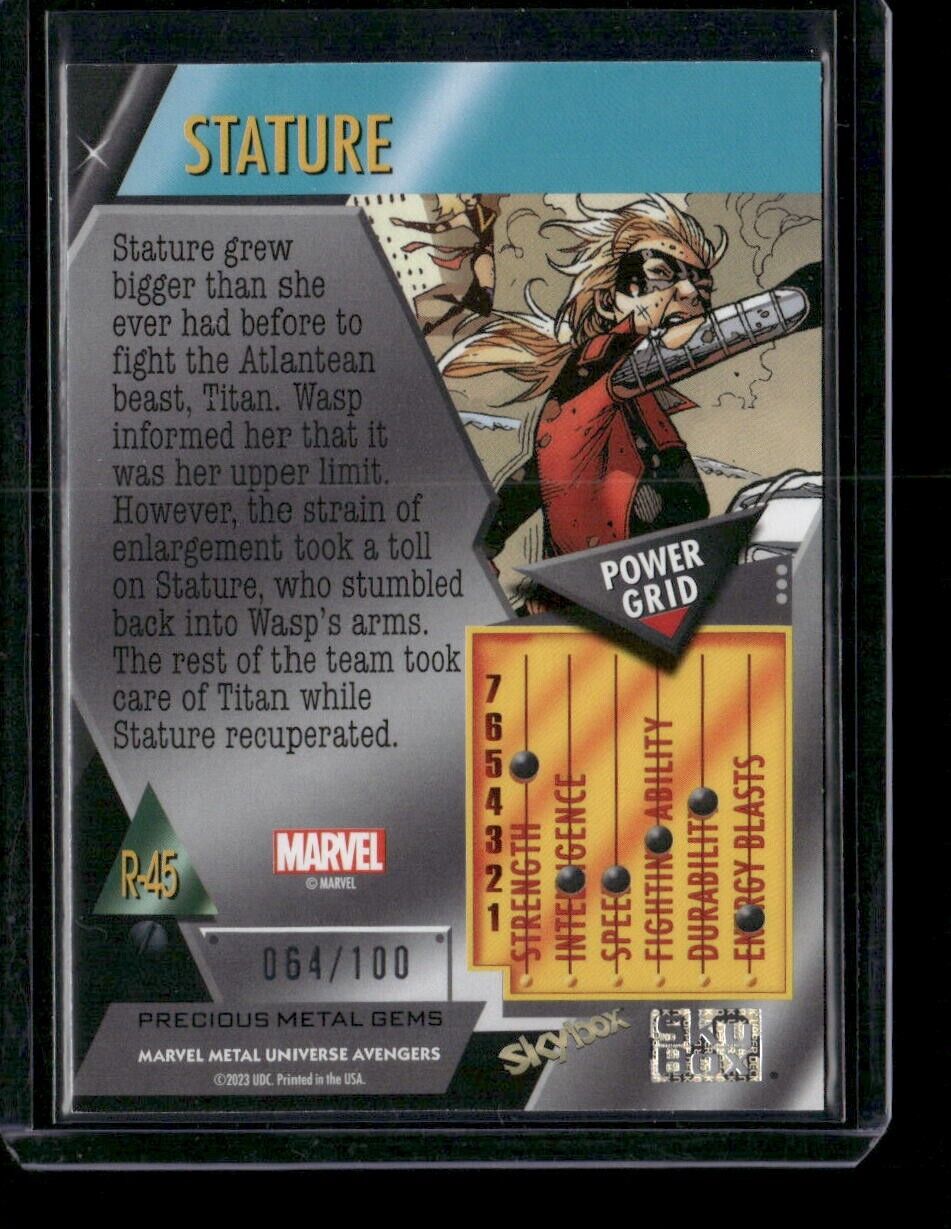 Stature R-45 Retro Red PMG Gems /100 2024 Upper Deck Marvel Metal Avengers