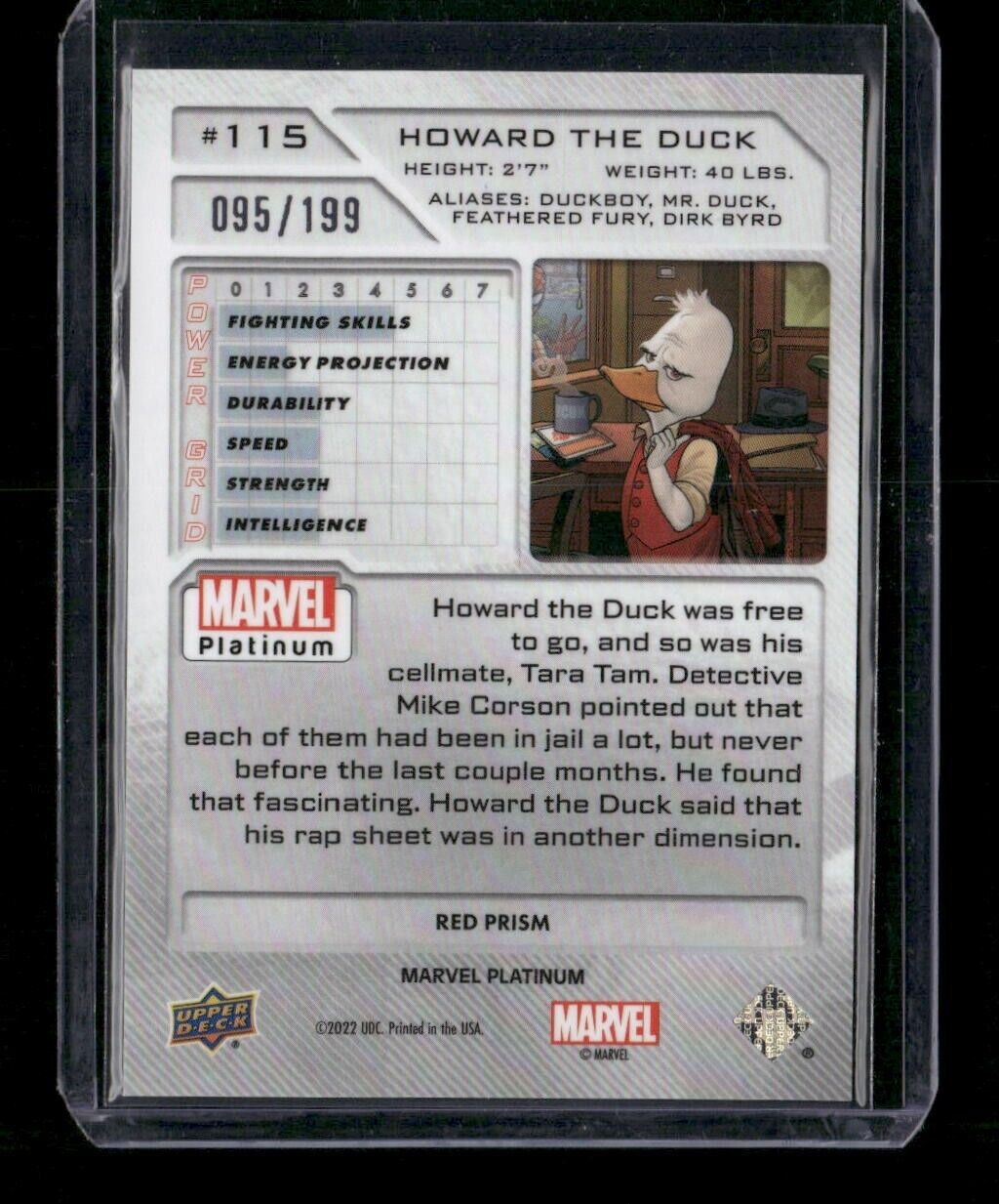 Howard The Duck #115 Red Prism /199 Upper Deck 2023 Marvel Platinum
