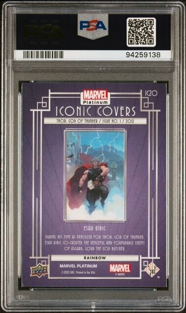 Thor: God of Thunder 1 Iconic Covers IC20 Rainbow PSA 10 2023 UD Marvel Platinum