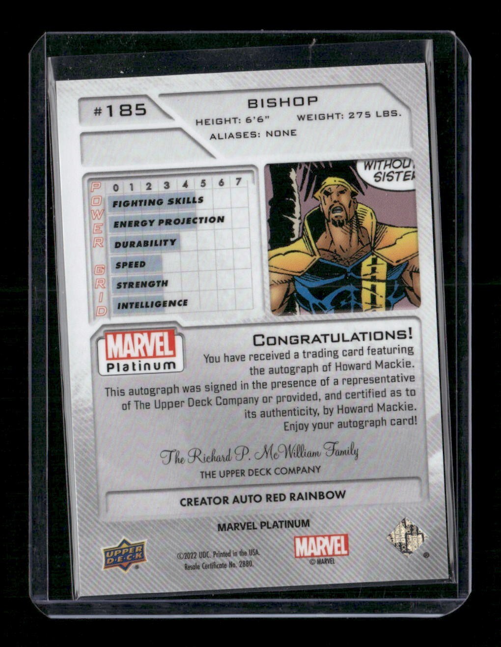 Bishop #185 Creator Auto Red Rainbow Upper Deck 2023 Marvel Platinum