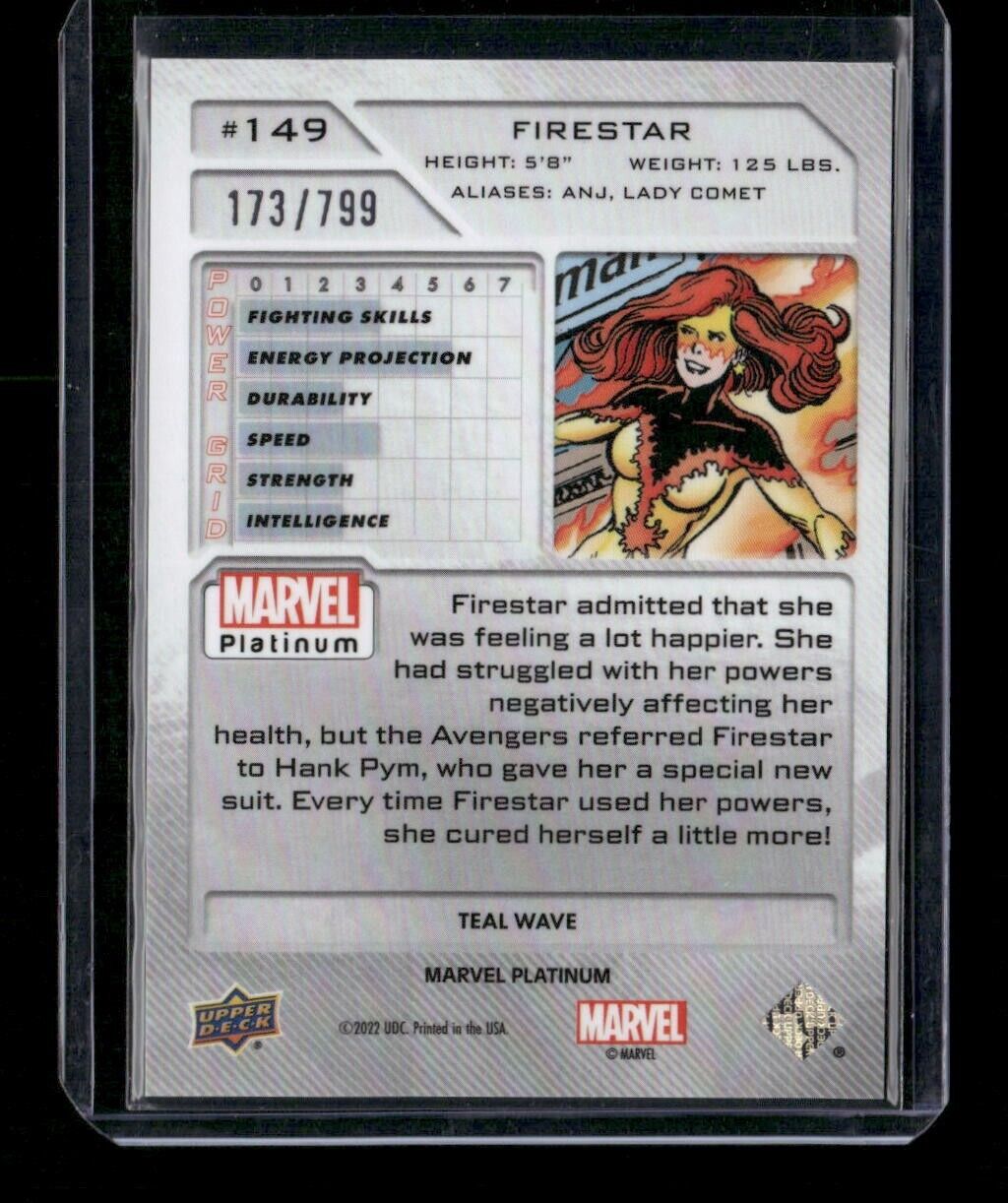 Firestar #149 Teal Wave 173/799 Upper Deck 2023 Marvel Platinum