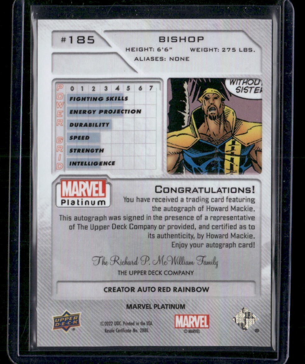 Bishop #185 Creator Auto Red Rainbow Upper Deck 2023 Marvel Platinum