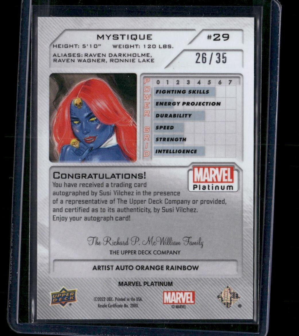 Mystique #29 Artist Auto Orange Rainbow /35 Upper Deck 2023 Marvel Platinum