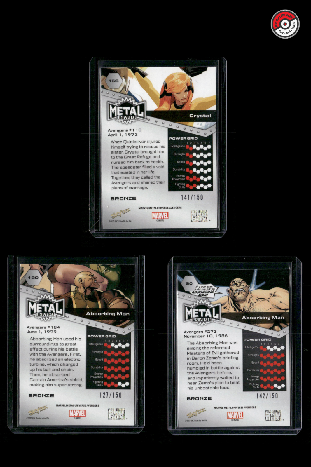 Bronze FX Lot (3) /150 Absorbing Man 2024 Upper Deck Marvel Metal Avengers