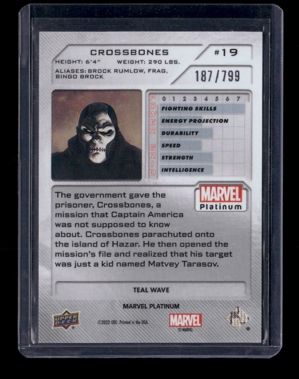 Crossbones #19 Teal Wave /799 Upper Deck 2023 Marvel Platinum