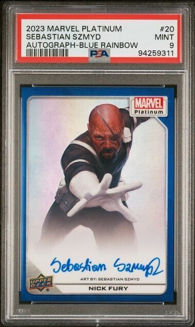 Nick Fury #20 Artist Auto Blue Rainbow /25 PSA 9 Upper Deck 2023 Marvel Platinum