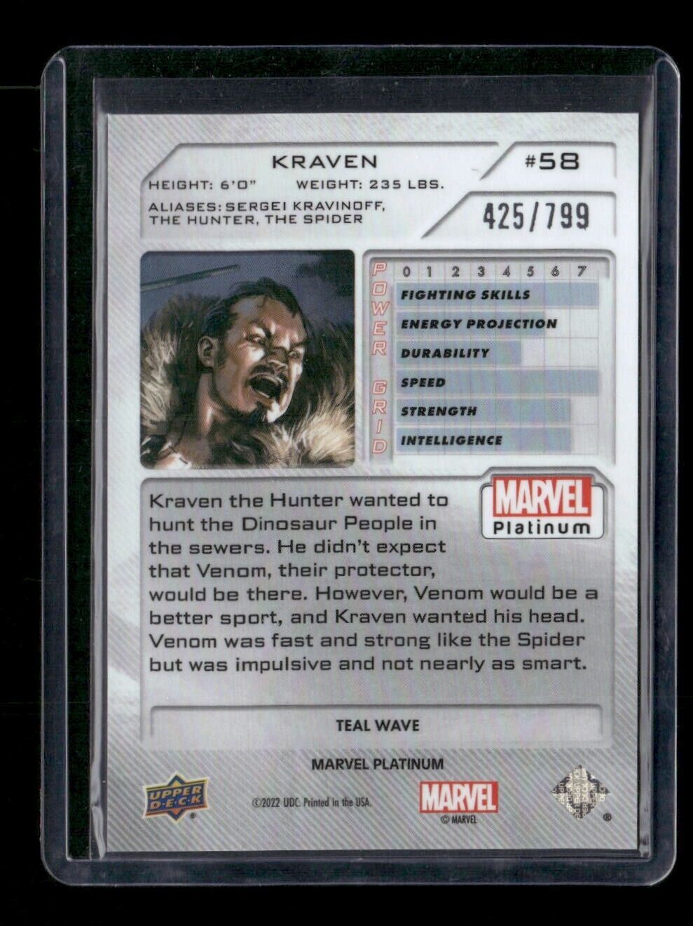 Kraven #58 Teal Wave 425/799 Upper Deck 2023 Marvel Platinum