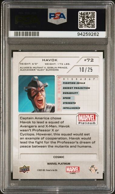 Havok #72 Cosmic /25 PSA 10 Upper Deck 2023 Marvel Platinum