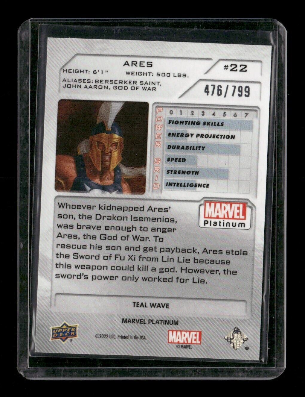 Ares #22 Teal Wave 476/799 Upper Deck 2023 Marvel Platinum