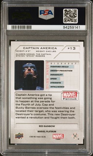 Captain America #13 Red Rainbow PSA 10 Upper Deck 2023 Marvel Platinum