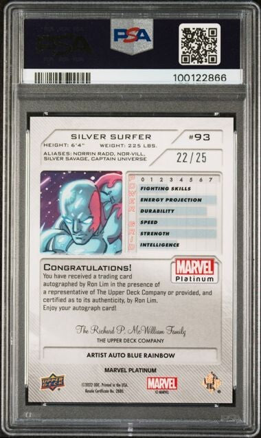 Silver Surfer #93 Artist Auto Blue Rainbow /25 PSA 10 UD 2023 Marvel Platinum
