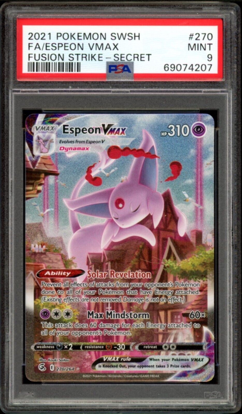 Espeon Vmax #270 PSA 9 Alt Art 2021 Sword & Shield Fusion Strike Pokemon Card