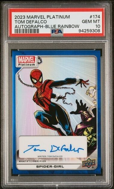 Spider-Girl #174 Creator Auto Blue Rainbow /15 PSA 10 UD 2023 Marvel Platinum