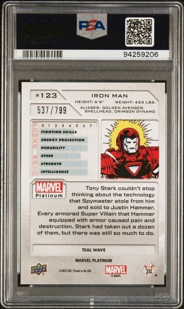 Iron Man #123 Teal Wave /799 PSA 10 Upper Deck 2023 Marvel Platinum