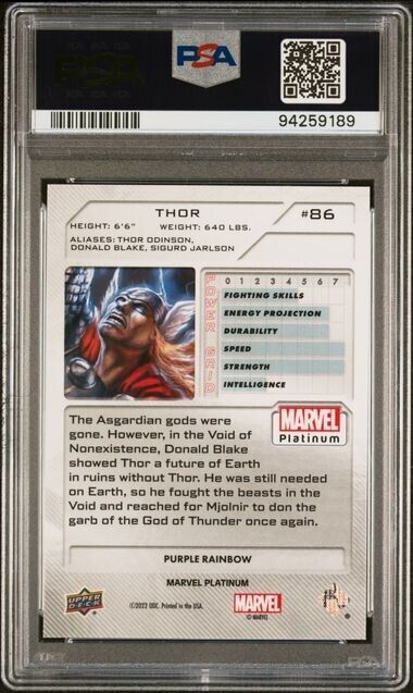 Thor #86 Purple Rainbow PSA 10 Upper Deck 2023 Marvel Platinum