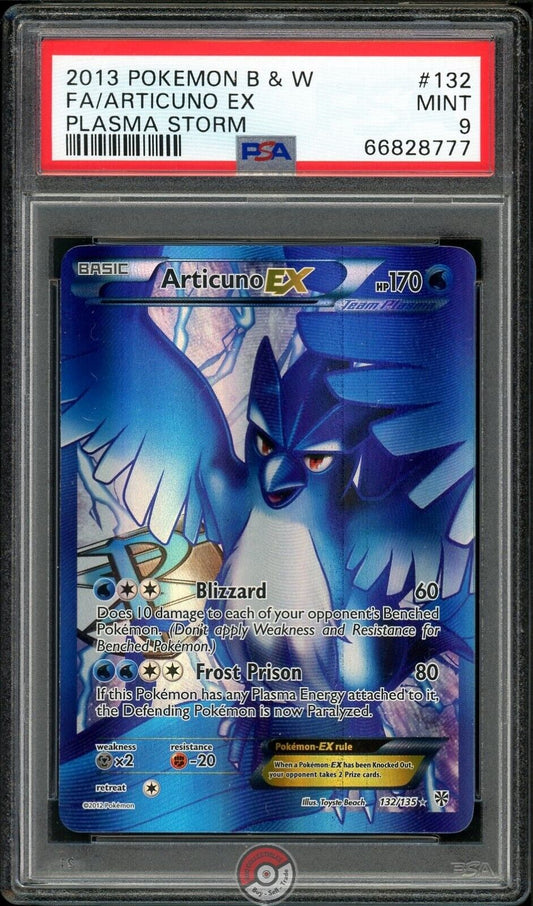 Articuno EX #132 PSA 9 Full Art 2013 Black & White Plasma Storm Pokemon Card