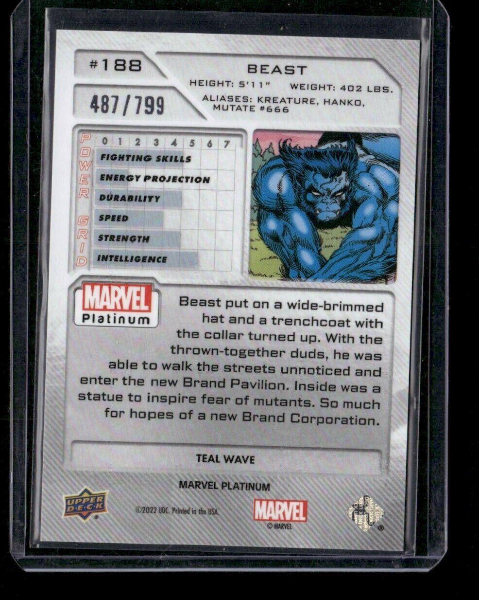 Beast #188 Teal Wave /799 Upper Deck 2023 Marvel Platinum