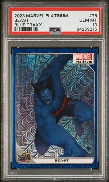 Beast #75 Blue Traxx /499 PSA 10 Upper Deck 2023 Marvel Platinum