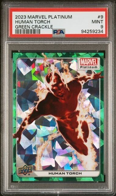 Human Torch #9 Green Crackle /99 PSA 9 Upper Deck 2023 Marvel Platinum