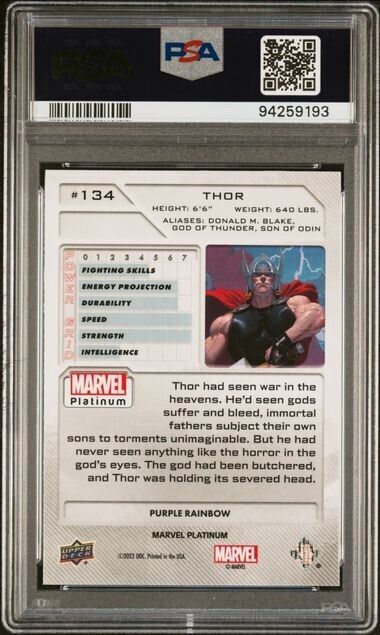 Thor #134 Purple Rainbow PSA 9 Upper Deck 2023 Marvel Platinum