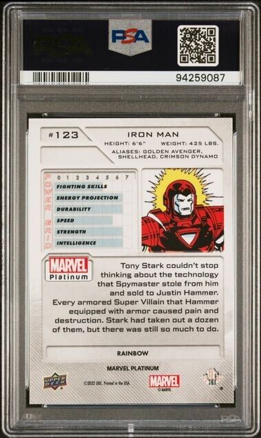 Iron Man #123 Rainbow PSA 9 Upper Deck 2023 Marvel Platinum